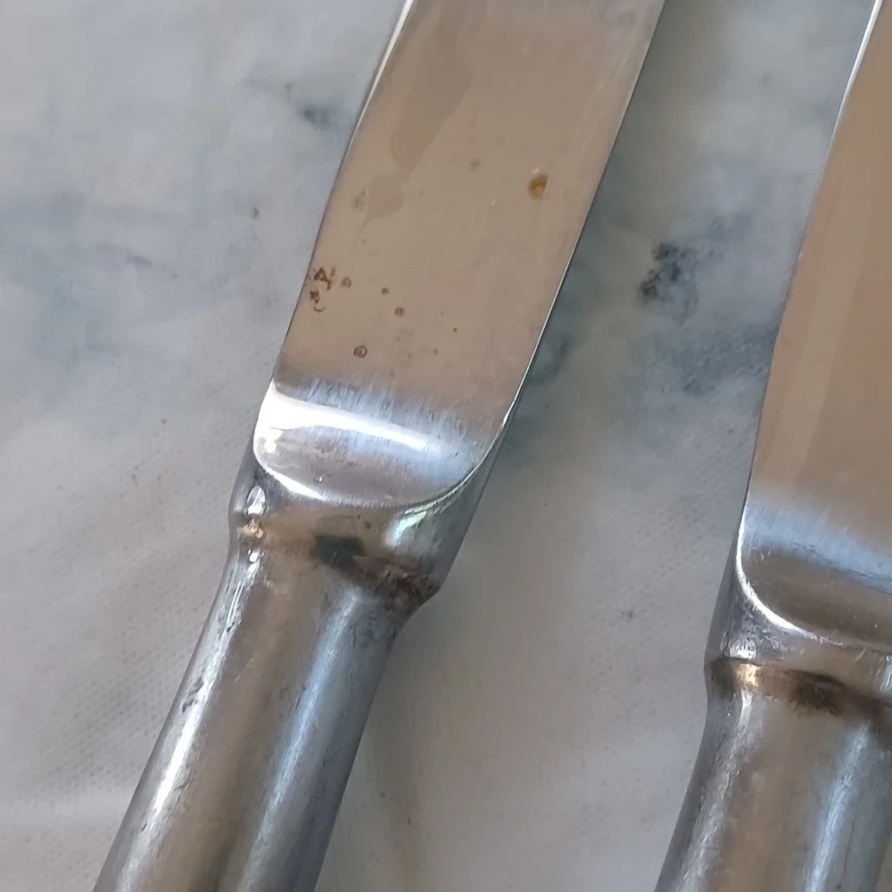 Japan Stainless Steel Hollow Handle Dinner Knives 2pc Pistol Grip Replacement